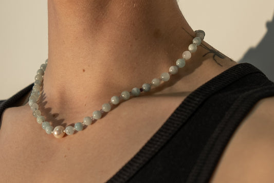 Aquamarine Pearl Necklace