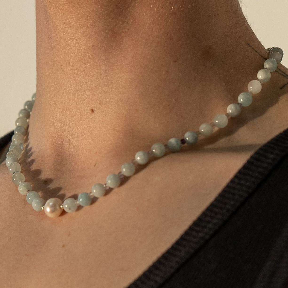 Aquamarine Pearl Necklace
