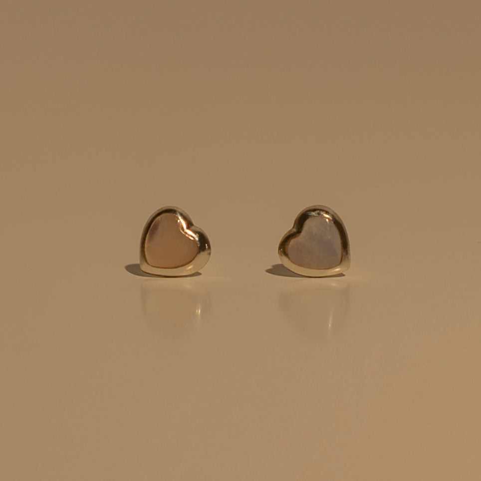 Moonstone Heart Studs