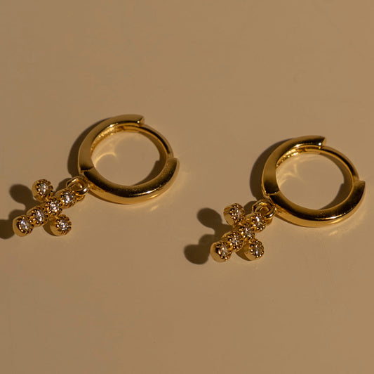 Petite Cross Hoops