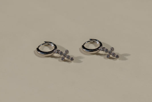 Petite Cross Hoop Single