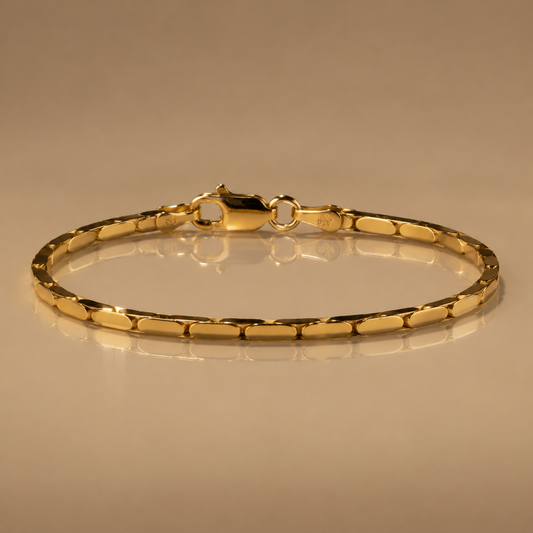 Milk & Rose Serpente Bracelet - gold flat link chain bracelet with lobster clasp