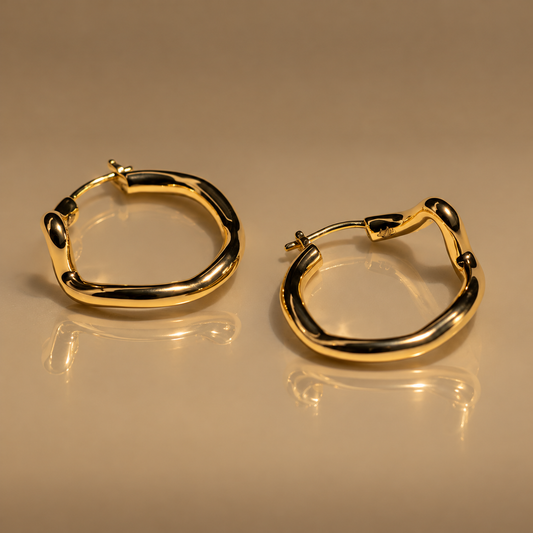 Milk & Rose Heartbeat Hoops - pair of wavy gold hoop earrings