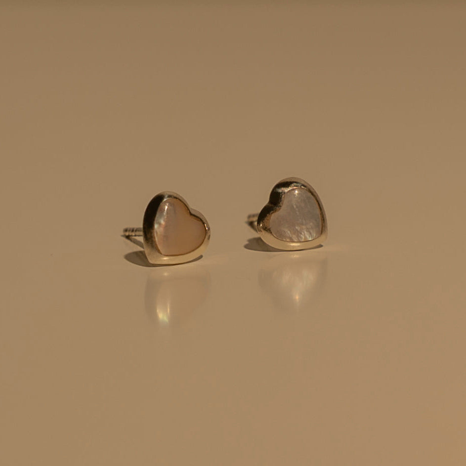 Moonstone Heart Studs