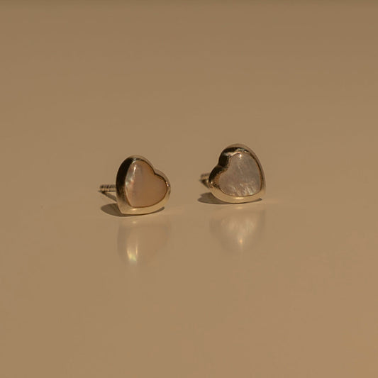 Moonstone Heart Studs