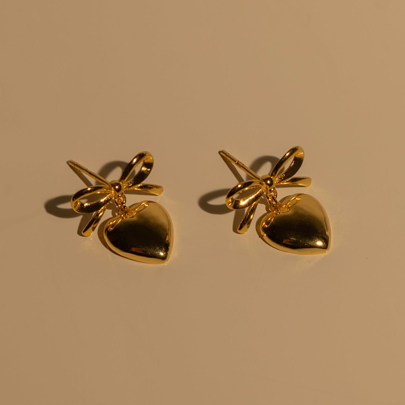 Ribbon Heart Studs
