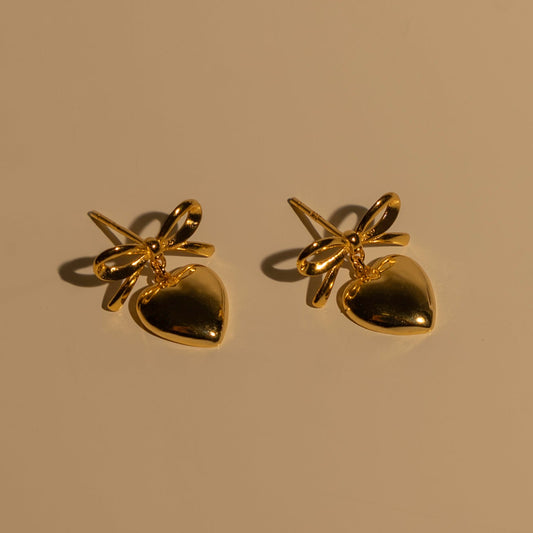 Ribbon Heart Studs