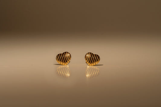 Ribbed Heart Studs