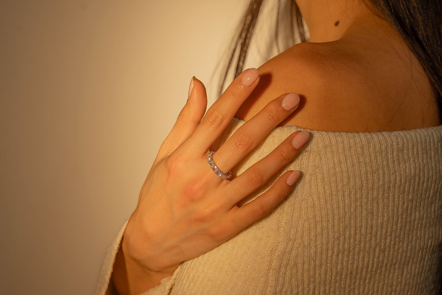 Square Cut Crystal Ring