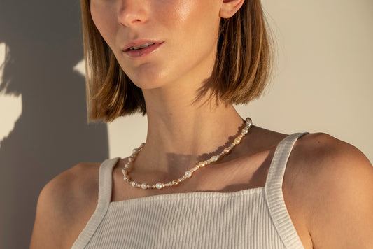 Mossy Agate Pearl Necklace