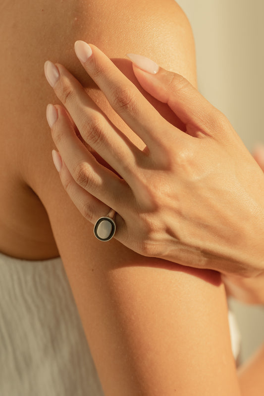 Black Enamel Pinky Ring