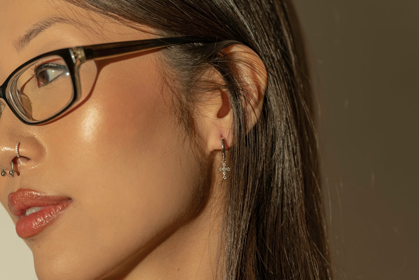 Petite Cross Hoop Single